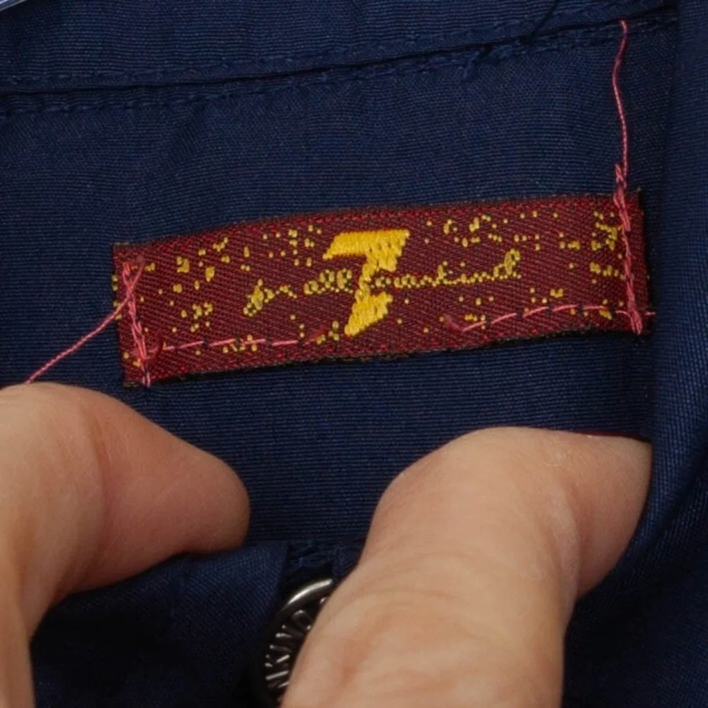 7 For‎ All Mankind Kids Quilted Vest Top Collared Button Front Navy Size 12M